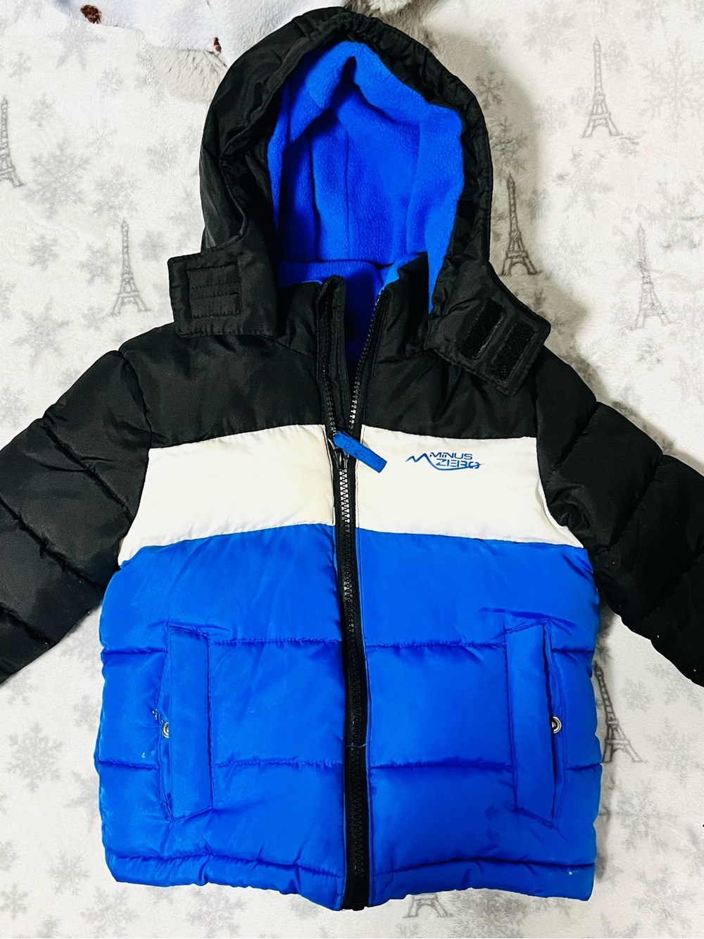 Minus Zero Kids' Blue & Black Puffer Jacket with Hood